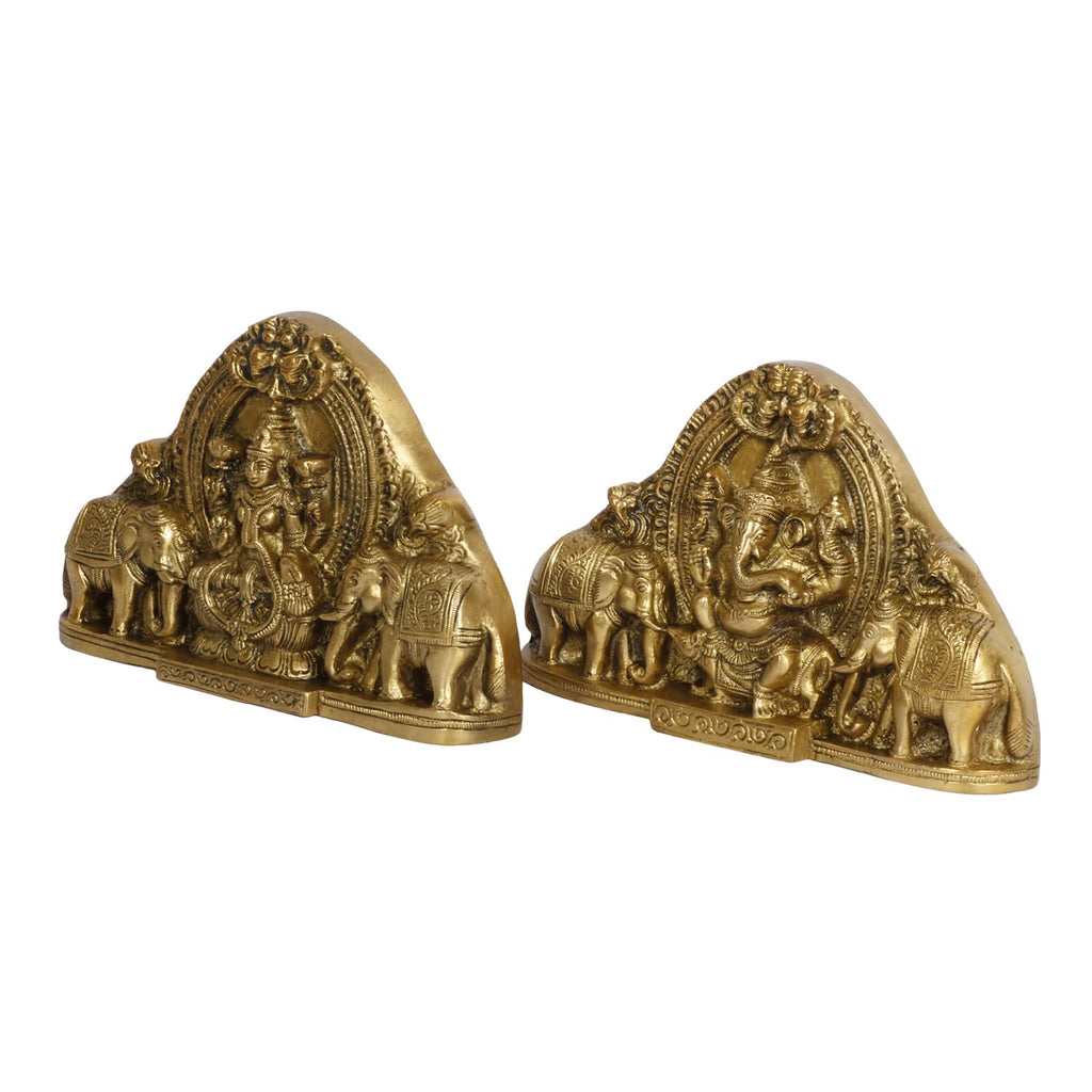 SVARUP Brass Lakshmi Ganesha Idol Set Bhagwan Ganpati Murti Sitting Laxmi Ganesh for Home Office Decor Gift Height 4.75 Inch
