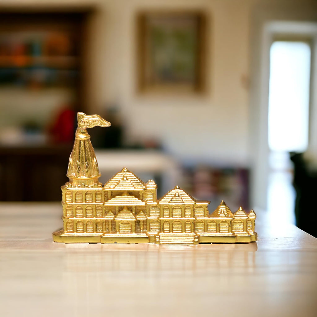 Decorative Golden Statue for Home, Office or Living Space,KridayKraft Metal Shri Ram Janam Bhumi Ayodhya Architectural Shree Ram Mandir Model Prabu Showpiece