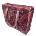 Bazaar Bhoot Edition Premium Cotton Quilted Shopping Tote Bag - Multipurpose Long Lasting Foldable Reusable Bag with zipper for Shopping, Travel & Daily Use - Made in India (Shaded Maroon)