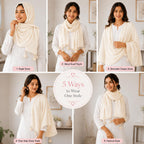 Women’s Chiffon Scarf Soft Lightweight Premium Stoles for Girls & Women | Stylish Modest Wear Dupatta for Daily & Party Use (Beige White)