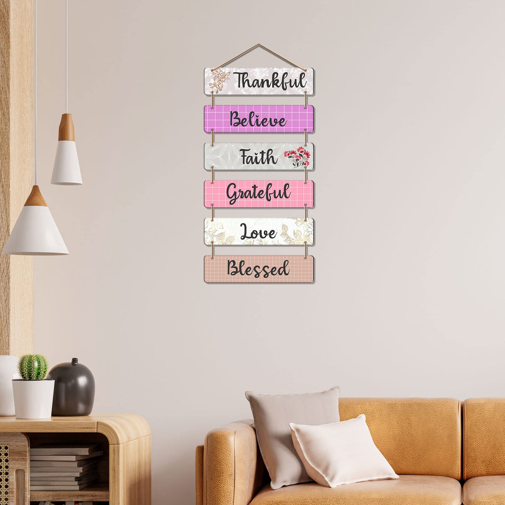 Artvibes Thankful Believe Faith Grateful Decorative Wall Hanging Ornaments | Quotes Decor Item | Wall Accent | Office Decor | Wall Art Print | Inspirational Quotes | Gift Items (WH_3269N)