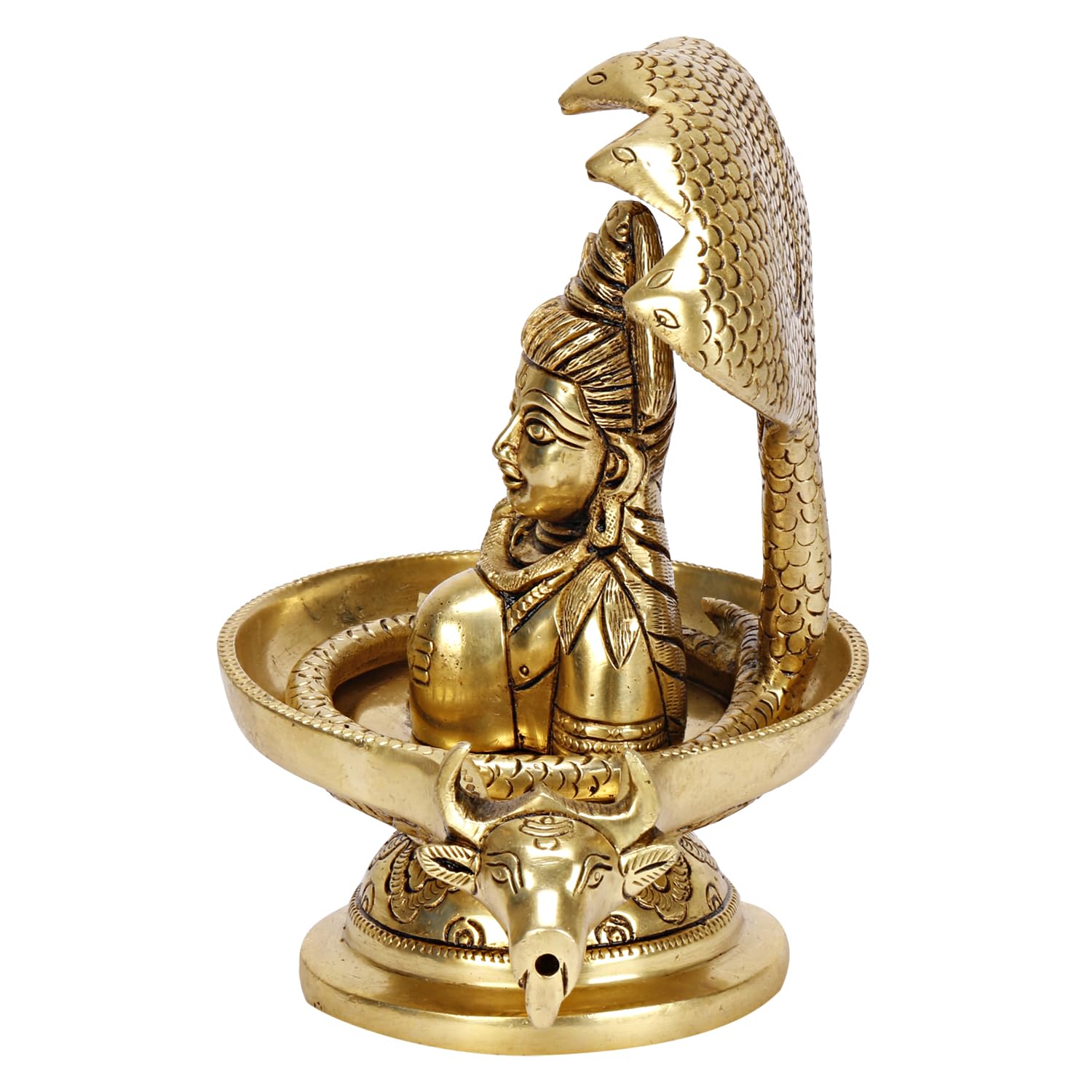 ARTVARKO Brass Shivling with Snake Shiv Lingam Statue Snake Idols of Shiva Nandi Cow for Home Temple Puja's Decorative Diwali Vastu Gifts 7.25 Inch.