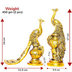 Kridaykraft Peacock Metal Statue,Lovers Peacock Couple Pair Showpiece Statue For Home,Office Decor, Romantic Gift To Boyfriend,Girlfriend,Animal Figurines - 2.76X6.69 Inch, Gold