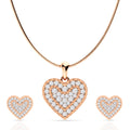 925 Sterling Silver Rose Gold Plated Pendant Set for Women | Heart Design Necklace with Matching Earrings | Fashion Jewellery Gift for Girls, Wife, Girlfriend, Anniversary, Birthday