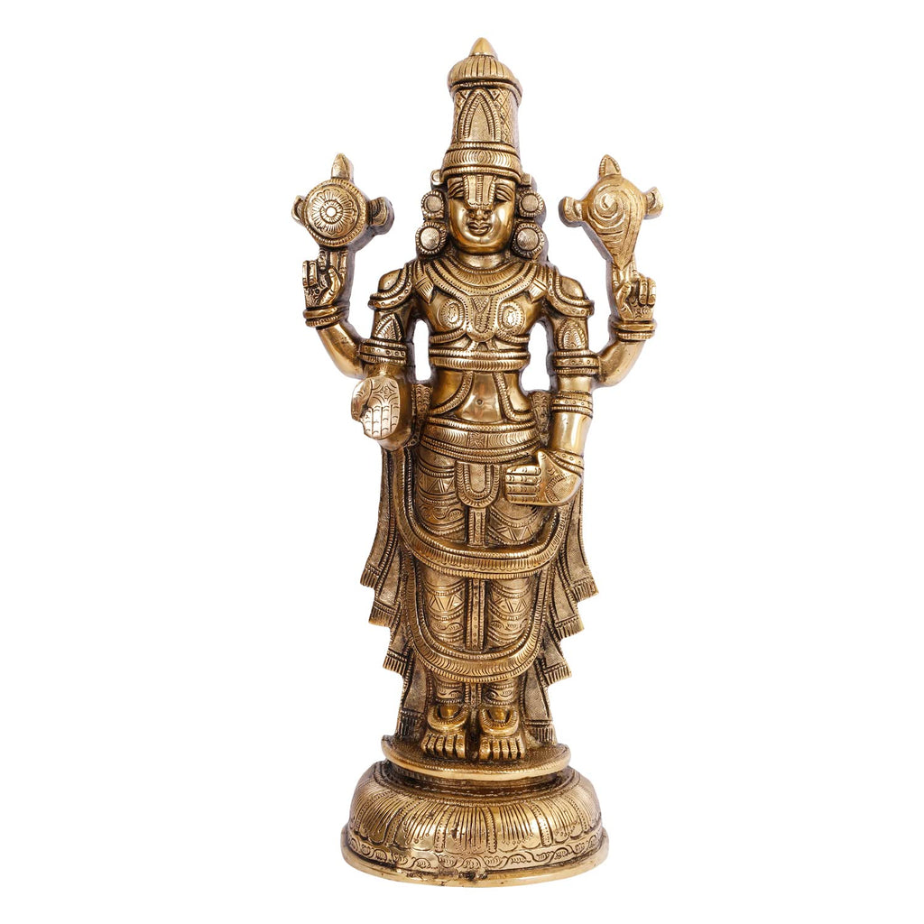 ARTVARKO Brass Lord Tirupati Blessing Balaji Table Top Wall Door Hanging Statue God Venkateswara Incarnation of Vishnu Home Decor Entrance 16.5 Inch