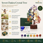 7 Chakra Crystal Tree 300 Beads Certified Natural Stones Feng Shui Bonsai Home office Decor Gift Item for Positive Energy and Good Luck Gemstones Tree for Chakra Healing| Spiritual Gift, Meditation