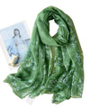 CrossKulture Floral Print Chiffon Scarf - 185 x 135 cm, Lightweight, Soft, Satin Feel, Women Accessory (Colour10)