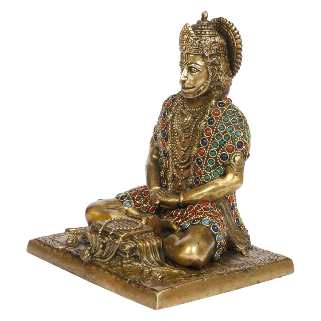 ARTVARKO Brass Lord Hanuman Ji Murti Meditation Bajrangbali Bhagwan Statue for Pooja Gift Living Room Home Décor 8 Inch