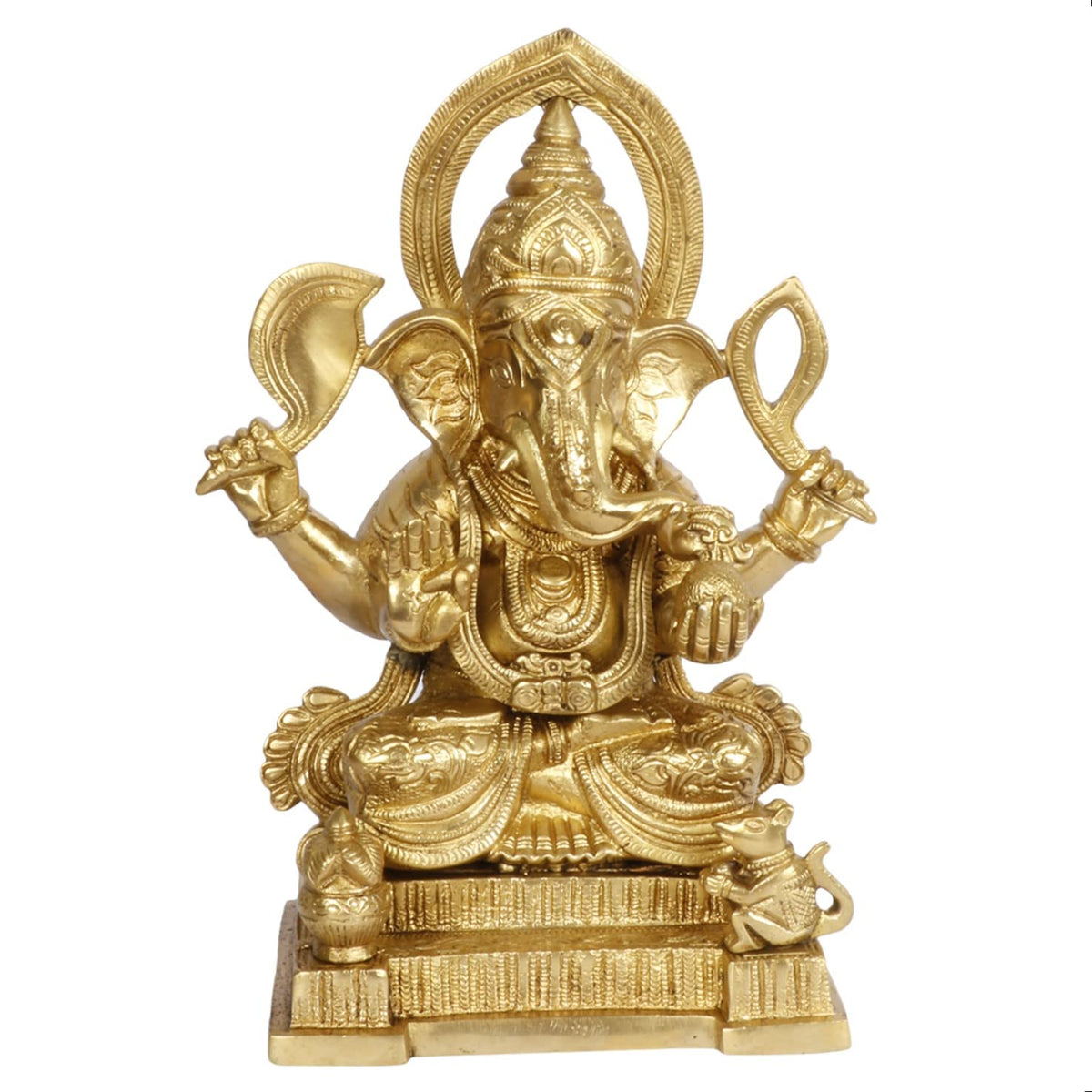 ARTVARKO Brass Ganesha Bhagwan Idol Ganesha Statue Ganpati Murti for Puja Home Entrance Decor Gift Height 10 Inch