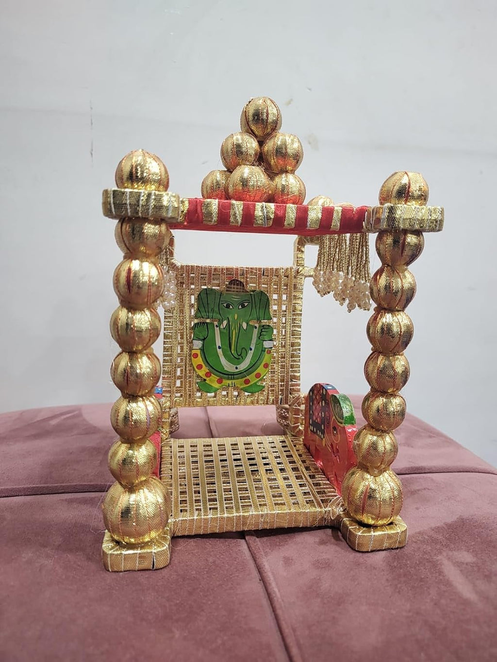 Nutts Handmade Small Mandir for Bhagwan Moorti for Home Faith Temple Pooja Mandir Handicraft Temple for Diwali Pooja (Singhasan16)