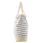 DALIX 22 Shopping Tote Bag in Heavy Cotton Canvas (Zippered Top) Gray Flamingo