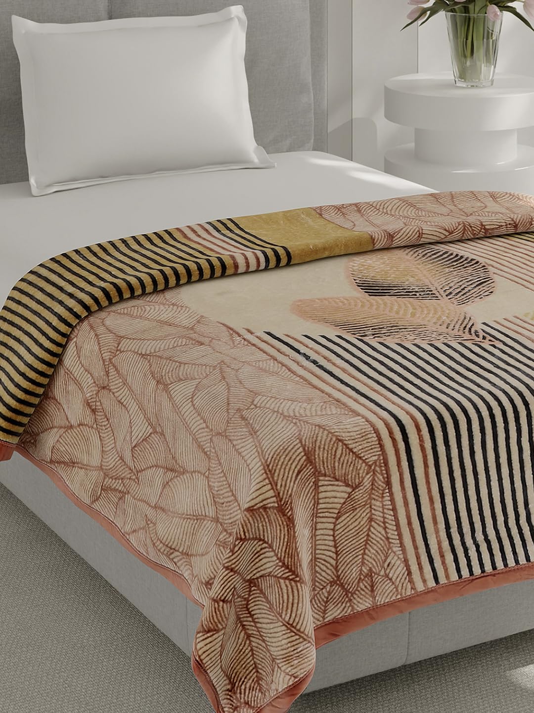 Monte Carlo Single Bed Winter Blanket Soulmate 1 Ply Box Packing 500 GSM | 1.7 KG (220x160 CM), Fawn Kafalo