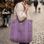 PShomes Large Cotton Tote Bag 18x18 Inches – 100% Cotton Shoulder Bag with Inner Pocket | Reusable Eco-Friendly Carry Bag for Laptop, Shopping, Travel & Daily Use (Purple-BLOCK)