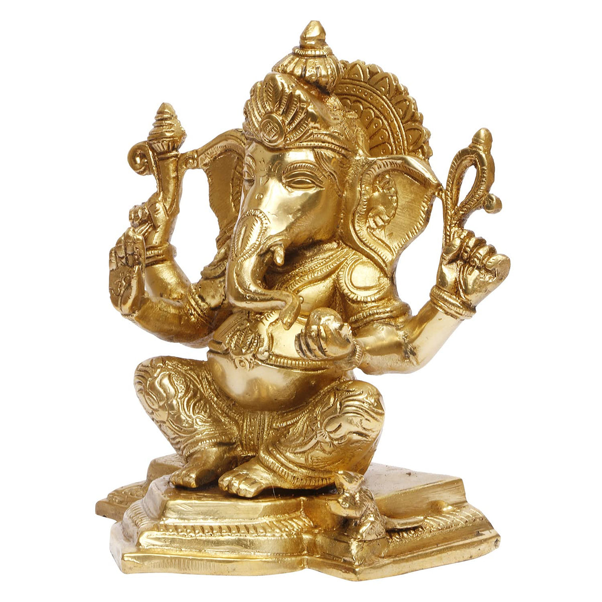 ARTVARKO Lord Ganesha Beautiful Brass Idol Hindu Good Luck God Ganesh Statue Religious Decorative Sculptures 7.5 Inch