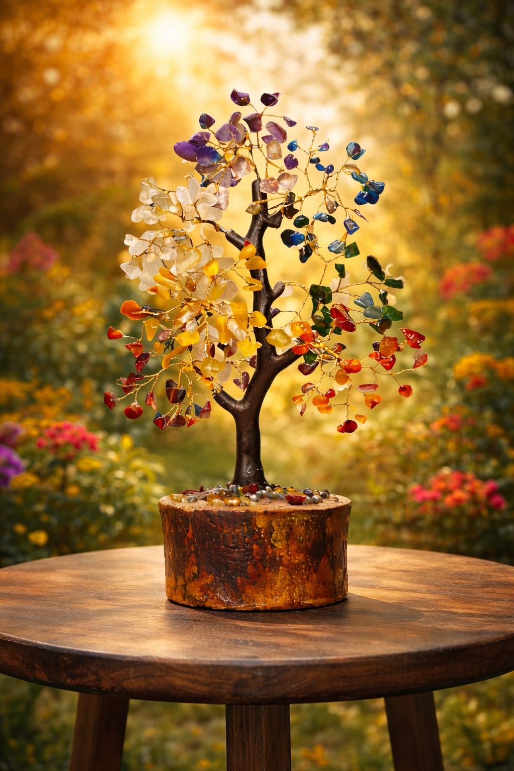 PARADIGM PICTURES 300 Gemstone Tree 12 Inch - Seven Chakra Crystals Tree for Good Luck, Home Decoration Items for Living Room, Plant with Pot