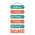 Artvibes Welcome To Our Happy Home Wooden Wall Hanger for Gateway | Decor Hanging Ornaments | Door Quotes Hanging | Wall Poster | Wall Art Print | Gift Items for Home Decor | Wall Accent (WH_6601N)