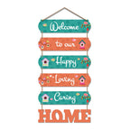 Artvibes Welcome To Our Happy Home Wooden Wall Hanger for Gateway | Decor Hanging Ornaments | Door Quotes Hanging | Wall Poster | Wall Art Print | Gift Items for Home Decor | Wall Accent (WH_6601N)