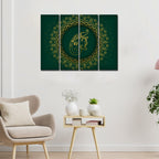 VIBECRAFTS Auspicious Shree Ganesha Head 4 Pieces Canvas Wall Painting Fitted With Wooden Frame For Home | Office | Living Room | Gift(PTVC4Pcs1_13532)