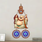 Artvibes Laughing Buddha Evil Eye Wall Hanging for Home Entrance Door | Living Room | Bedroom | Prosperity Wealth and Good Luck Decor | Positive Energy Nazar Battu Accent Gift Item (WH_85142N)