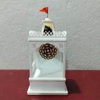 Solar Rechargeable Mini Mandir for Car and Office Desk, White with Gold Accents, Without Idols (White)