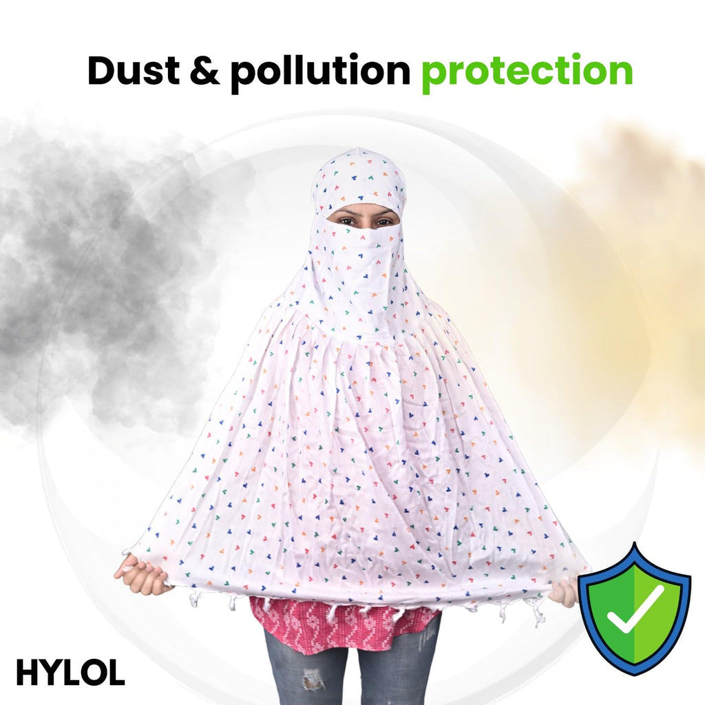 HYLOL Pure Cotton Innovative Stylish Heart Printed Pattern Fancy Scarf With Sun Protection Cover Face Cotton Mask for Women's and Girls (Heart), Female, Multicolour