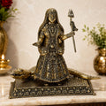 ARTVARKO Brass Goddess Khodiyar Crocodile Maa Statue for Home Decor Puja Mandir Temple 5 Inch