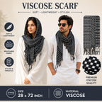 Black & White Viscose Scarf for Men & Women | Soft Lightweight Stole | Breathable Fashion Head Scarf, Neck Scarf, Hijab, Shawl & Travel Wrap | 28 x 72 Inch