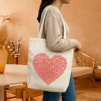 Stylxeco Tote Bag Gift Set - Unisex Cotton Canvas Bag & Pouch for Boys Girls, Peace Heart Design, School Shopping Combo, 35x40cm (PeacHeart)
