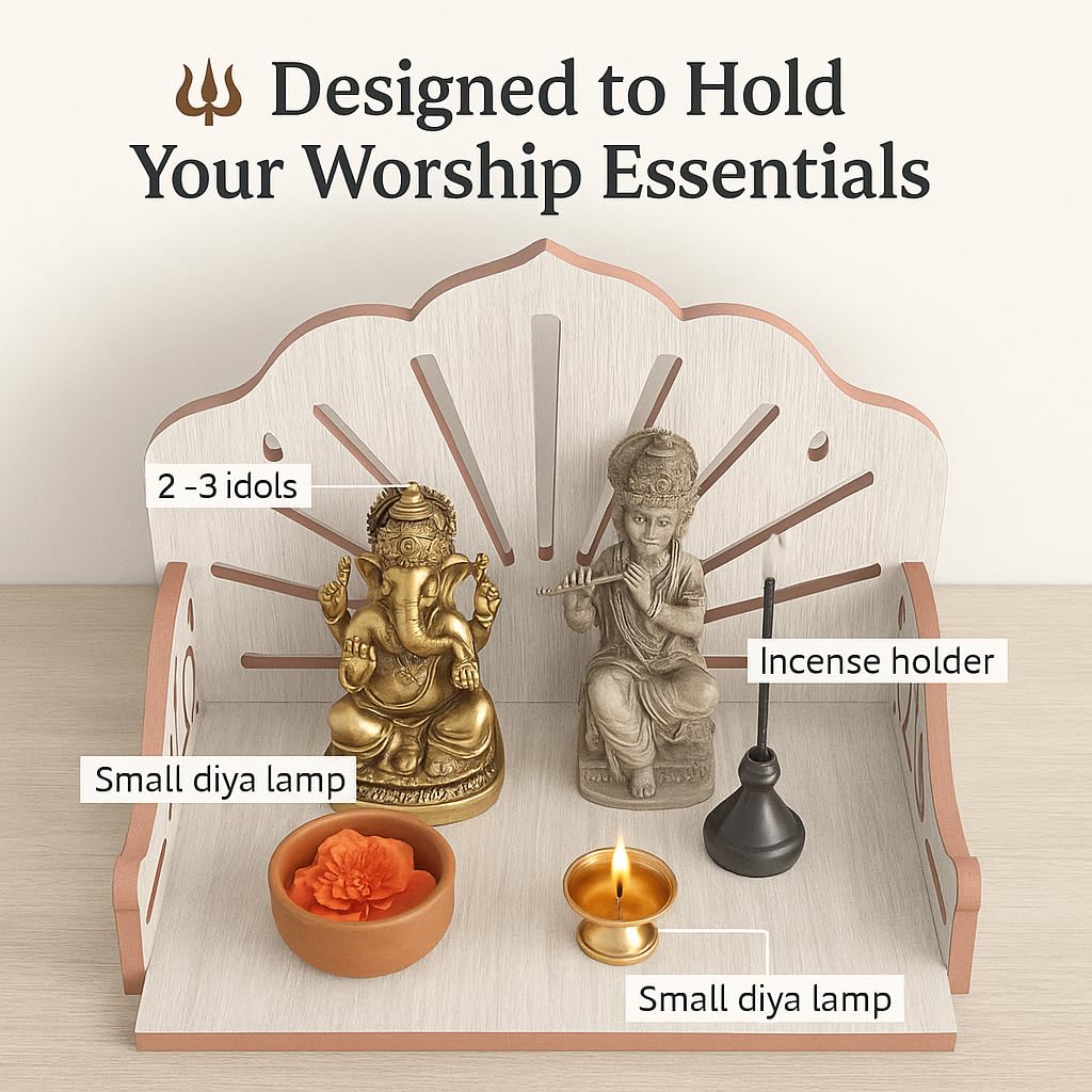 SAPRA Wall Hanging Wooden Mandir for Home | Small Pooja Stand for Wall | Compact Wooden Temple for Pooja Room | Space-Saving Home Mandir & Decorative Wall Pooja Shelf (DIY(Do-It-Yourself))
