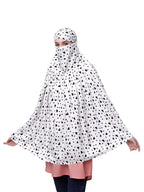 7 season's Cotton Long Women's Scarf Cum Mask With Velrco Closer | Usable For Vehical Driver | White Printed Design | Universal Size | For Girl & Woman, (female)