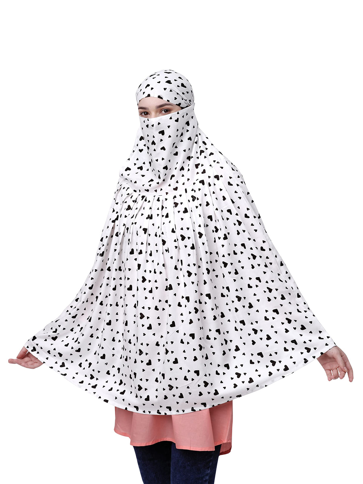 7 season's Cotton Long Women's Scarf Cum Mask With Velrco Closer | Usable For Vehical Driver | White Printed Design | Universal Size | For Girl & Woman, (female)