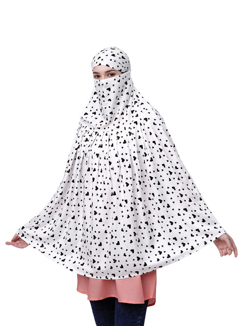 7 season's Cotton Long Scarf Cum Mask Universal Size Usable For Vehicle Driver For Sunlight UV Protection White Printed Design For Girl & Women (Long Black Heart) For Female