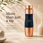 AURASHIE Pure Copper Water Bottle 1 Litre | BPA Free & Leak Proof | Copper-Infused Water | Durable & Rust Proof | Ayurveda Health Benefits - Hammered Finish (Blue Grip Sleeve)