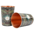 MERCAPE® 100% Pure Copper Glasses Set of 2 | Designer Meena Print | 300ml Each | Ayurvedic Benefits | Handmade Copper Tumblers for Daily Use & Gifting (Multiple Designs) (Persian Mosaic Design)