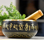 DSH Tibetan Singing Bowl Handcrafted Meditation Sound Bowl Easy To Play Vibration Therapy Praying Bowl.(Black-5.5 inch)