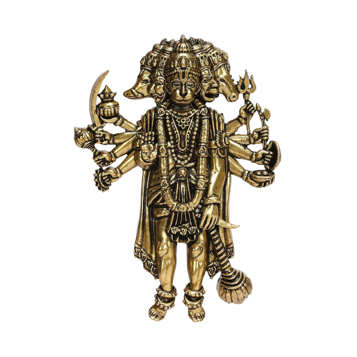 ARTSARA Superfine Brass Panchmukhi Hanuman Bajrangbali Wall Hanging for Door Entrance Vastu Remedy Home Temple Office Wall Décor 4 Inch