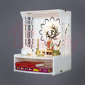 Heartily Acrylic Beautiful Pooja Stand Pooja Mandir for Home Temple for Home and Office Puja Mandir for Home Wall Mounted with LED Spot Light Size (H- 15.5, L- 11.5, W-11 Inch) (Mangal)