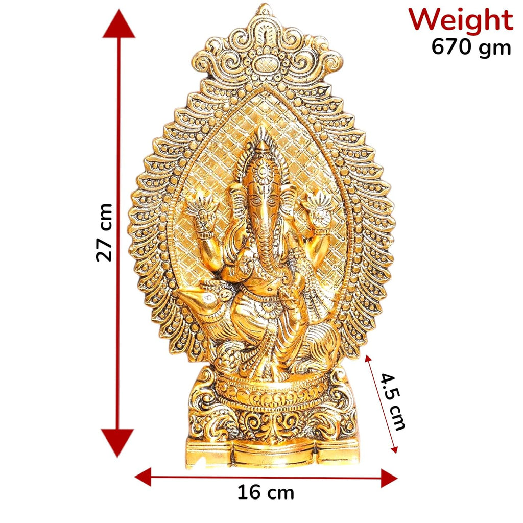 KridayKraft Ganesha Metal Statue, Ganpati Murti for Pooja Room & Decor Your Home, Office, Religious Idol Gift Article, Showpiece Figunrines