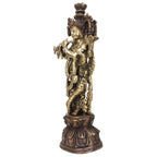 ARTVARKO Antique Brass Lord Krishna Bhagwan Statue for Home Entrance Gallery Murti Puja Decor Religious Showpiece Gift Large Idol Height 13 Inches