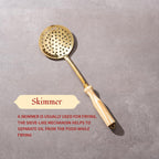 P-TAL Brass Ladle Set for Kitchen Ptal Brass Utensils Serving and Kitchen Tools Scoop Ladle Skimmer Serving Spoon Spatula Set of 4 (Free 30ml Copper & Bras Cleaning Solution)