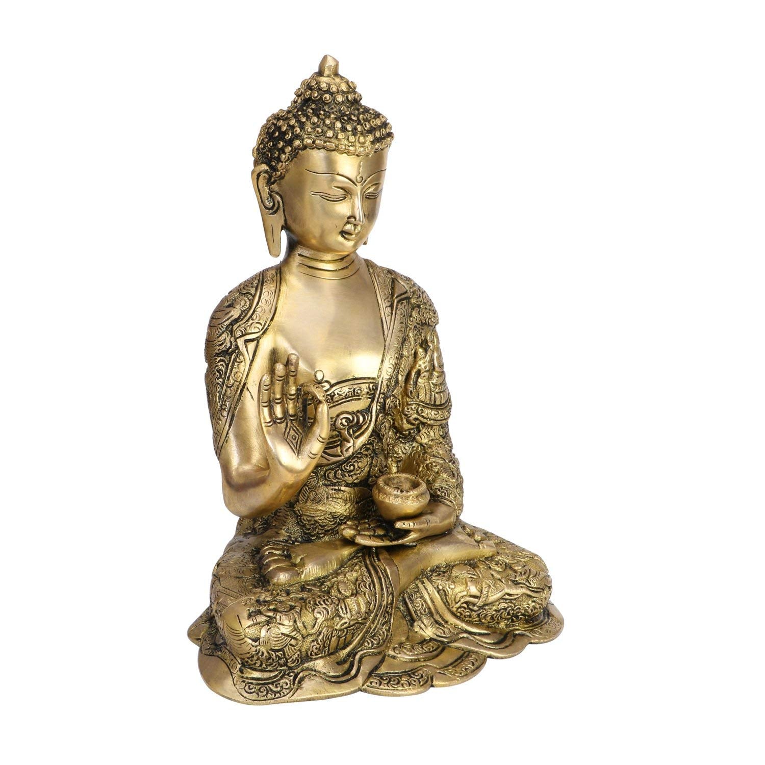 Svarup Brass Gautam Buddha Idol Tibet Buddha Buddhist Buddhism Decorative Figurines Murti for Height 11.5 Inch Weight 5 Kg Color Gold