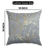 Stuffique Velvet Foil Cushion Covers 16 inch x 16 inch Set of 5, Grey