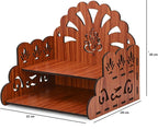 FLYUP Wooden Mandir for Home Pooja | Wall & Tabletop Temple with Ganesh Sunray Cutout | Solid Wood Finish Home Temple with Storage Shelf (Ganesh Sunray)