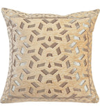 DECOMIZER Jacquard Geomteric Cushion Covers 24 Inch X 24 Inch Set Of 3 Ethnic Motifs 240 TC Cushion Covers,Design- Bricks,Color- Beige