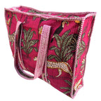Bazaar Bhoot Edition Premium Cotton Quilted Shopping Tote Bag - Multipurpose Long Lasting Foldable Reusable Bag with zipper for Shopping, Travel & Daily Use - Made in India (Animal Print Black)