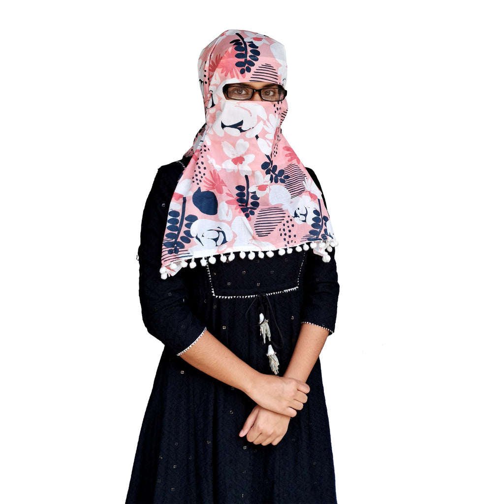 Tolexo Rayon cotton scarf free size with Hook and Lopp Tape closer-printed-free size (Peach)
