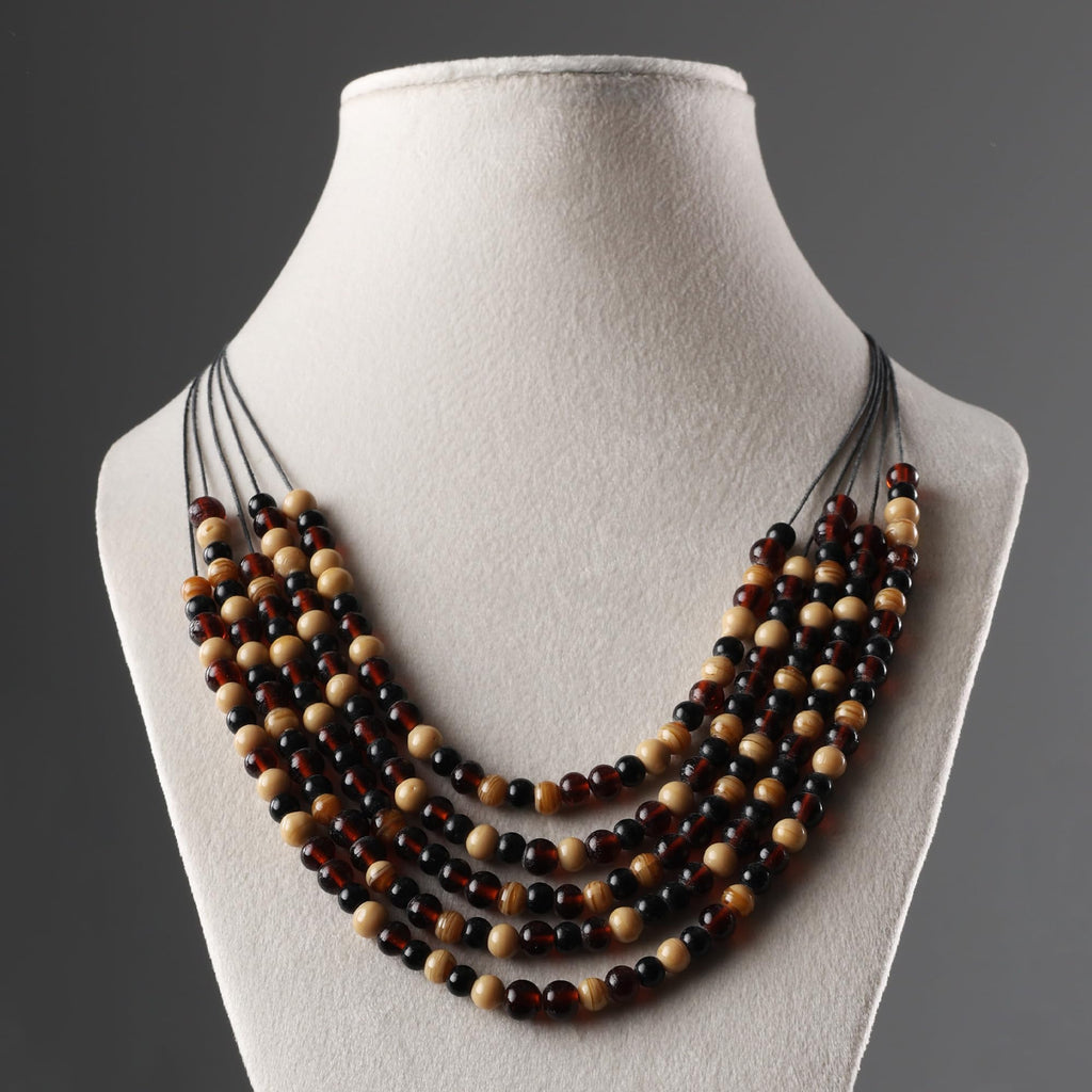 Handmade Turquoise Seed Bead Necklace for Women | Artisan Multi-Strand Layered Statement Choker | Boho Ethnic Jewelry for Festive & Casual Wear