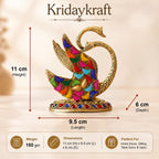 KridayKraft Metal Swan Napkin Holder for Dining Table, Golden Twin Swan Tissue Paper Stand with Leaf Design & Colourful Stone Work, Decorative Tableware for Home, Kitchen, Restaurant & Gifting.