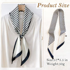 TecoKart® Silk Neck Scarf for Women, Stylish Satin Scarves for Suit, Blazers, Shirts, Ideal Neckerchief for Casual and Formal Wear - Black and White Grid