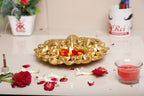 KridayKraft Metal Ganesha Puja Thali with Diya Ganpati Pooja Thali for Puja Room Mandir Temple Ganesha Murti Idol Pooja Thali for Diwali Poojan Decorative Showpiece